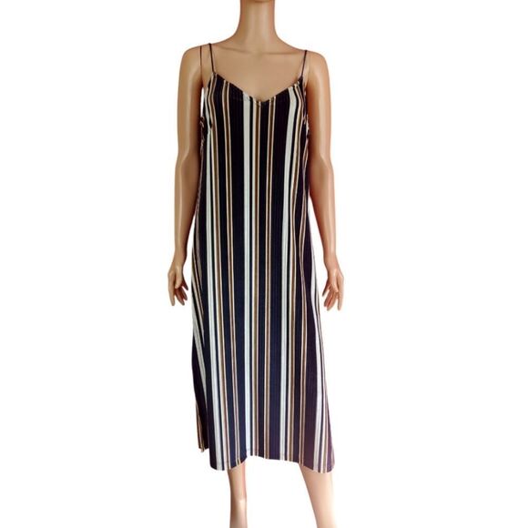 IXIAH Multi-Color Striped Velvet Midi Dress Womens Size 4 - Picture 1 of 8
